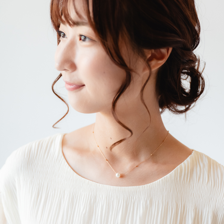 K18アコヤ真珠ひと粒パールネックレス