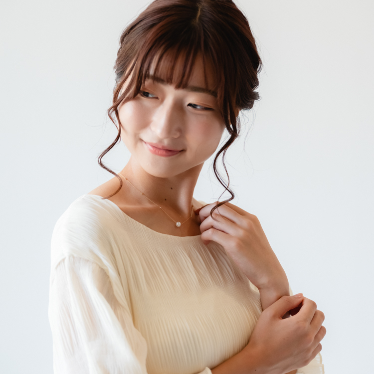 K18PGアコヤ真珠ひと粒パールネックレス