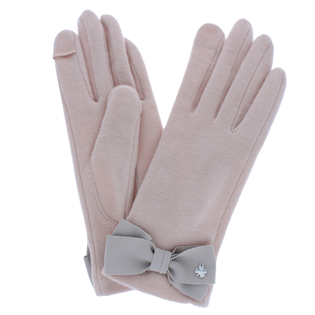【タッチパネル対応】レディース手袋 5指ジャージリボン