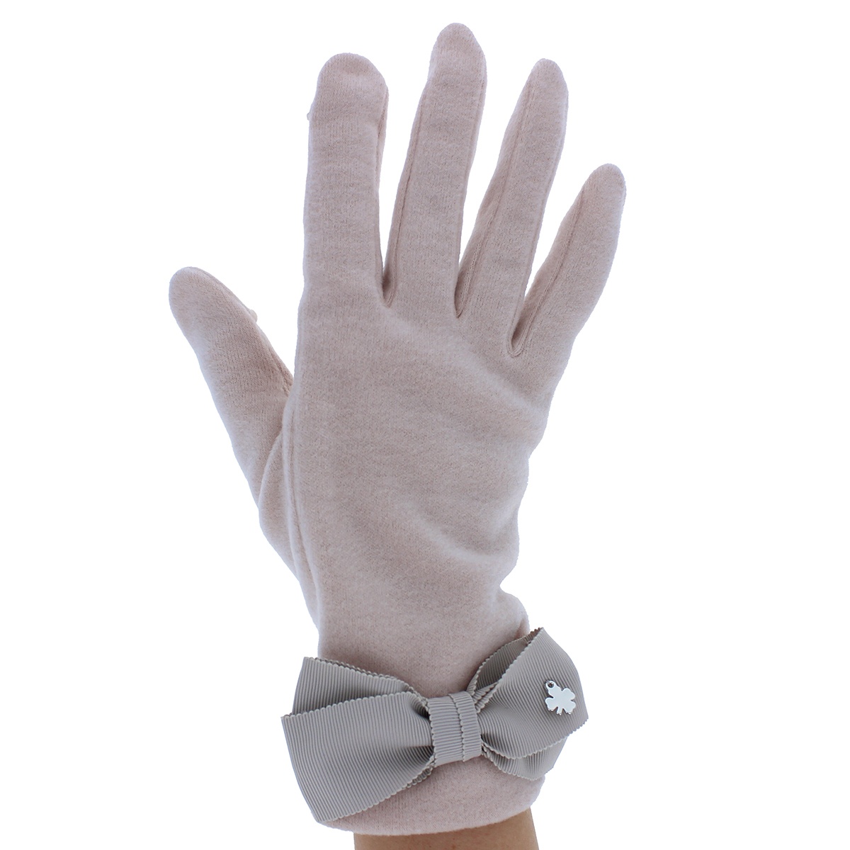 【タッチパネル対応】レディース手袋 5指ジャージリボン