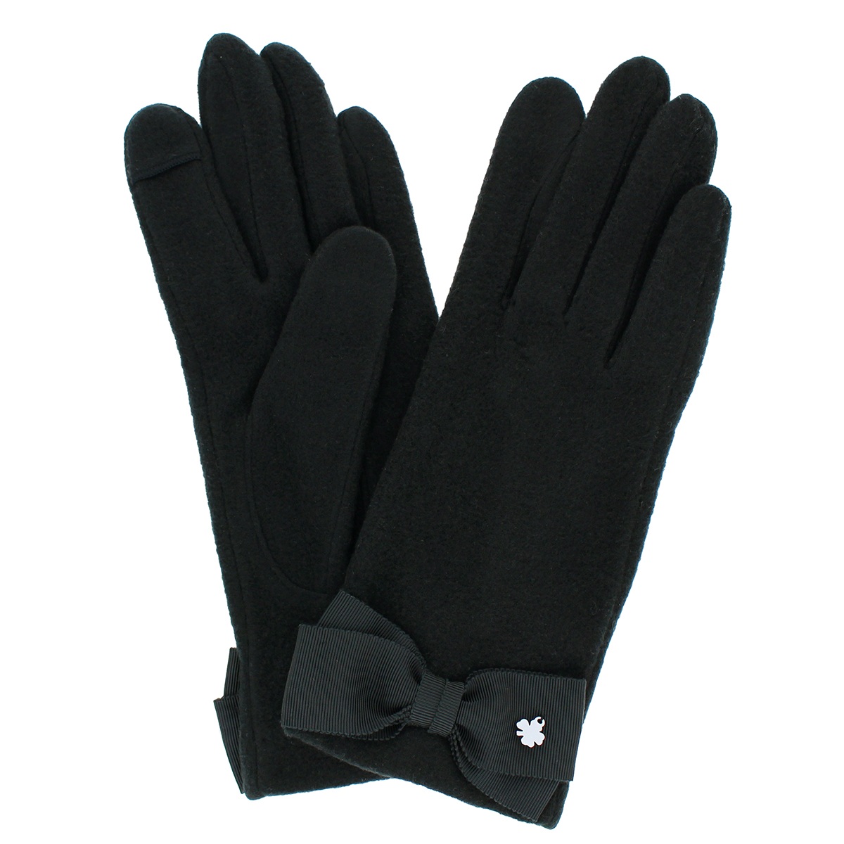 【タッチパネル対応】レディース手袋 5指ジャージリボン