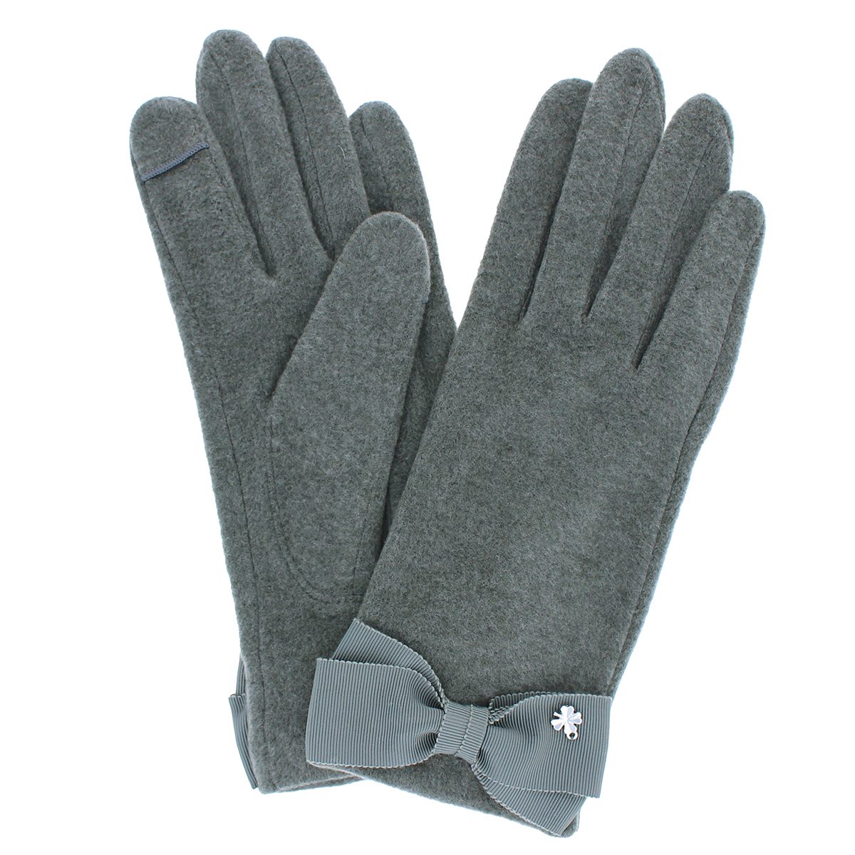 【タッチパネル対応】レディース手袋 5指ジャージリボン