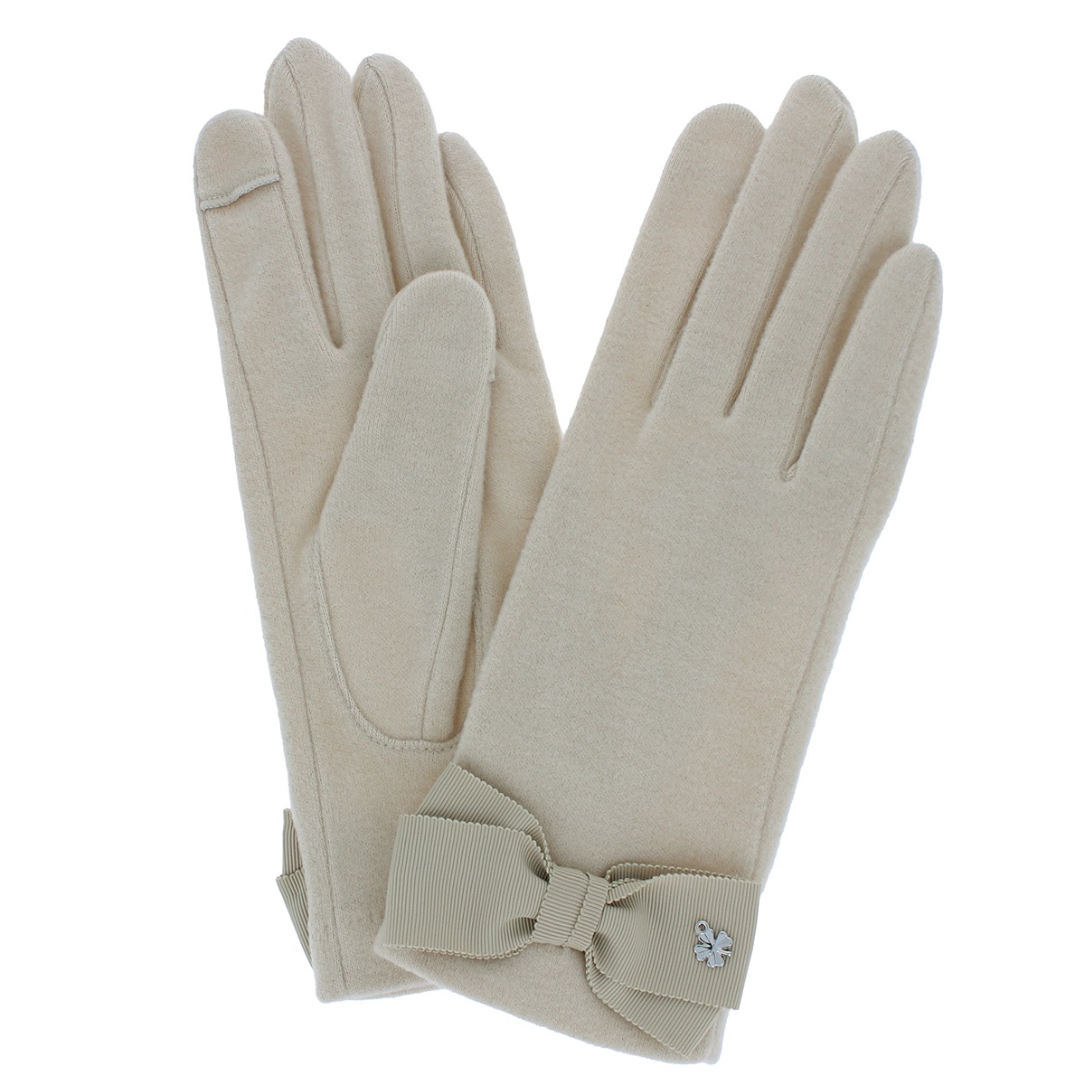 【タッチパネル対応】レディース手袋 5指ジャージリボン
