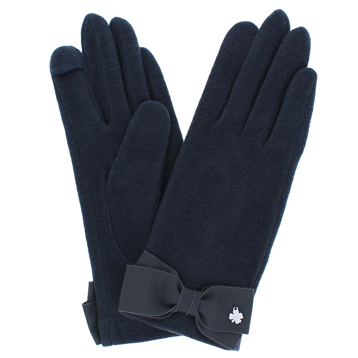 【タッチパネル対応】レディース手袋 5指ジャージリボン