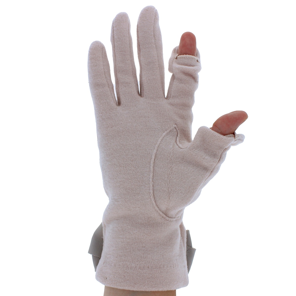 【タッチパネル対応】レディース手袋 5指ジャージリボン