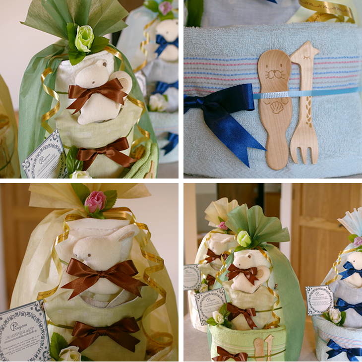 カトラリー付きオーガニックのおむつケーキ