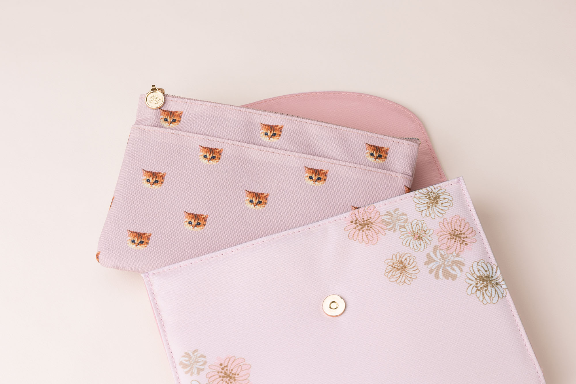 【ミニポーチ付】母子手帳・お薬手帳ケース / じゃばらタイプ