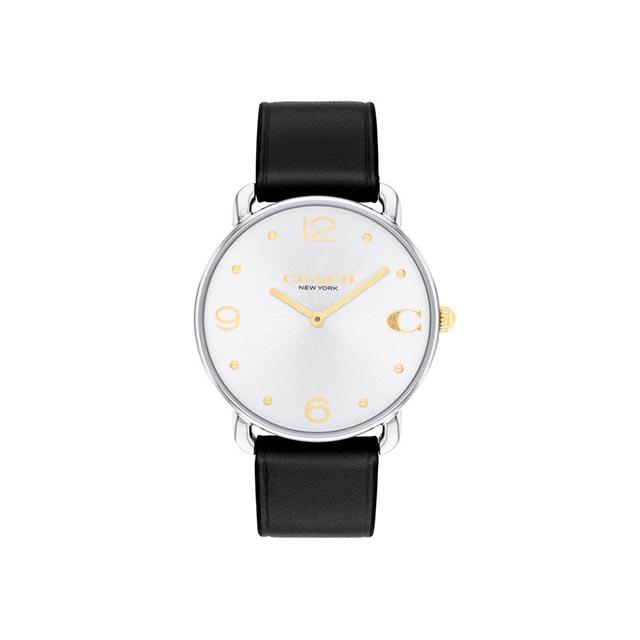 【レディース】エリオット 36mm TT (SS/GP) シルバー ホワイト サンレイ ダイヤル ブラック レザー ストラップ