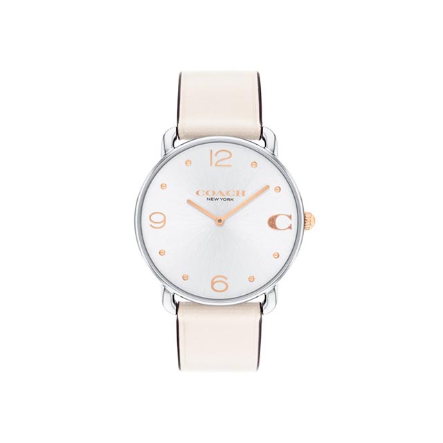 【レディース】エリオット 36mm TT (SS/RG) シルバー ホワイト サンレイ ダイヤル チョーク レザー ストラップ