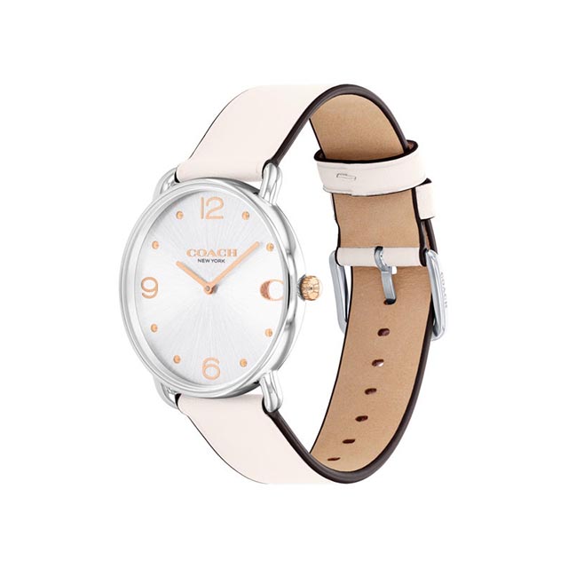 【レディース】エリオット 36mm TT (SS/RG) シルバー ホワイト サンレイ ダイヤル チョーク レザー ストラップ