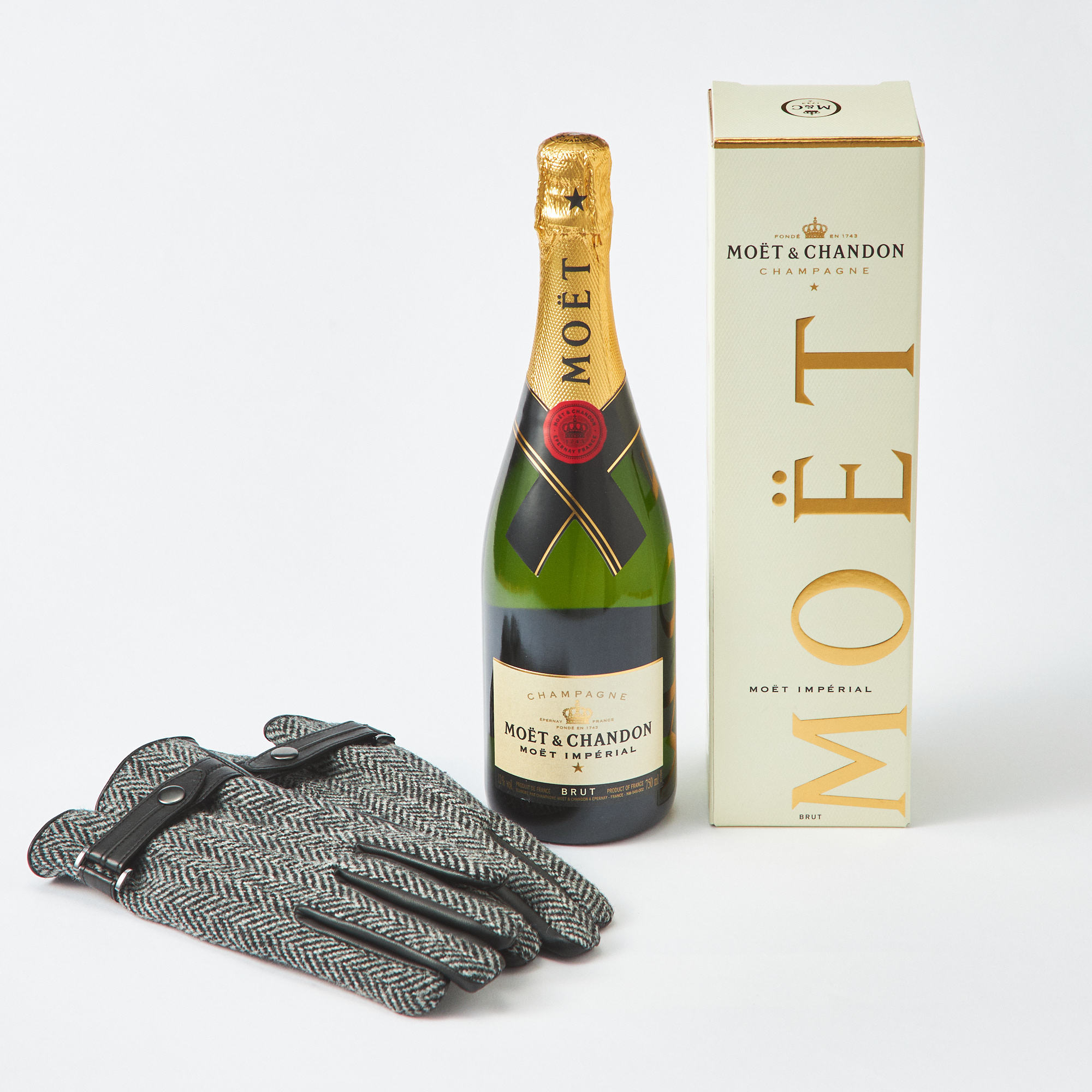 【ハリスツイード・MEN】選べるシャンパンハーフボトルと手袋セット
