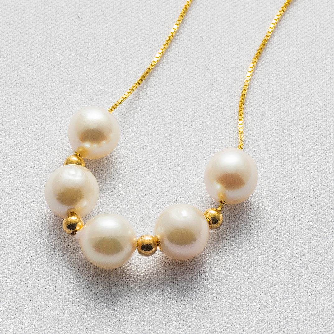 アコヤ真珠5粒ネックレス 7.5mm-8mm | S/PEARL（エスパール）の 