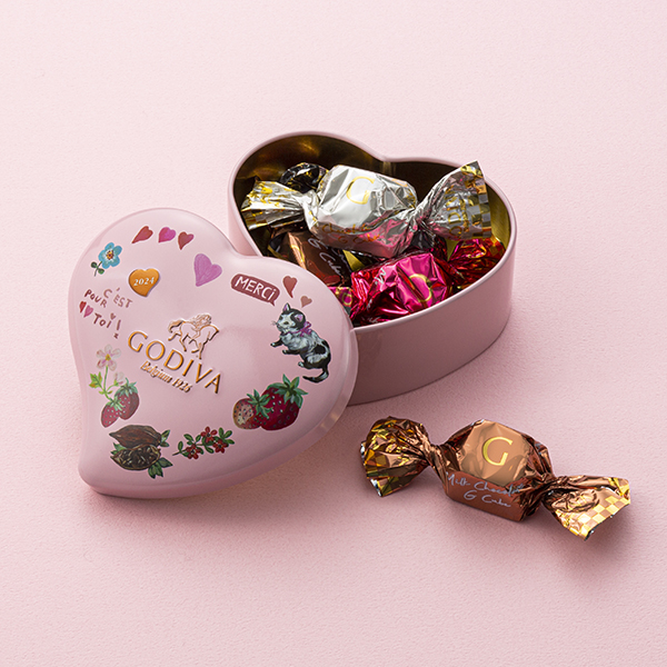 ゴディバ フルーツバスケット G キューブ アソートメント ミニハート缶 5粒入