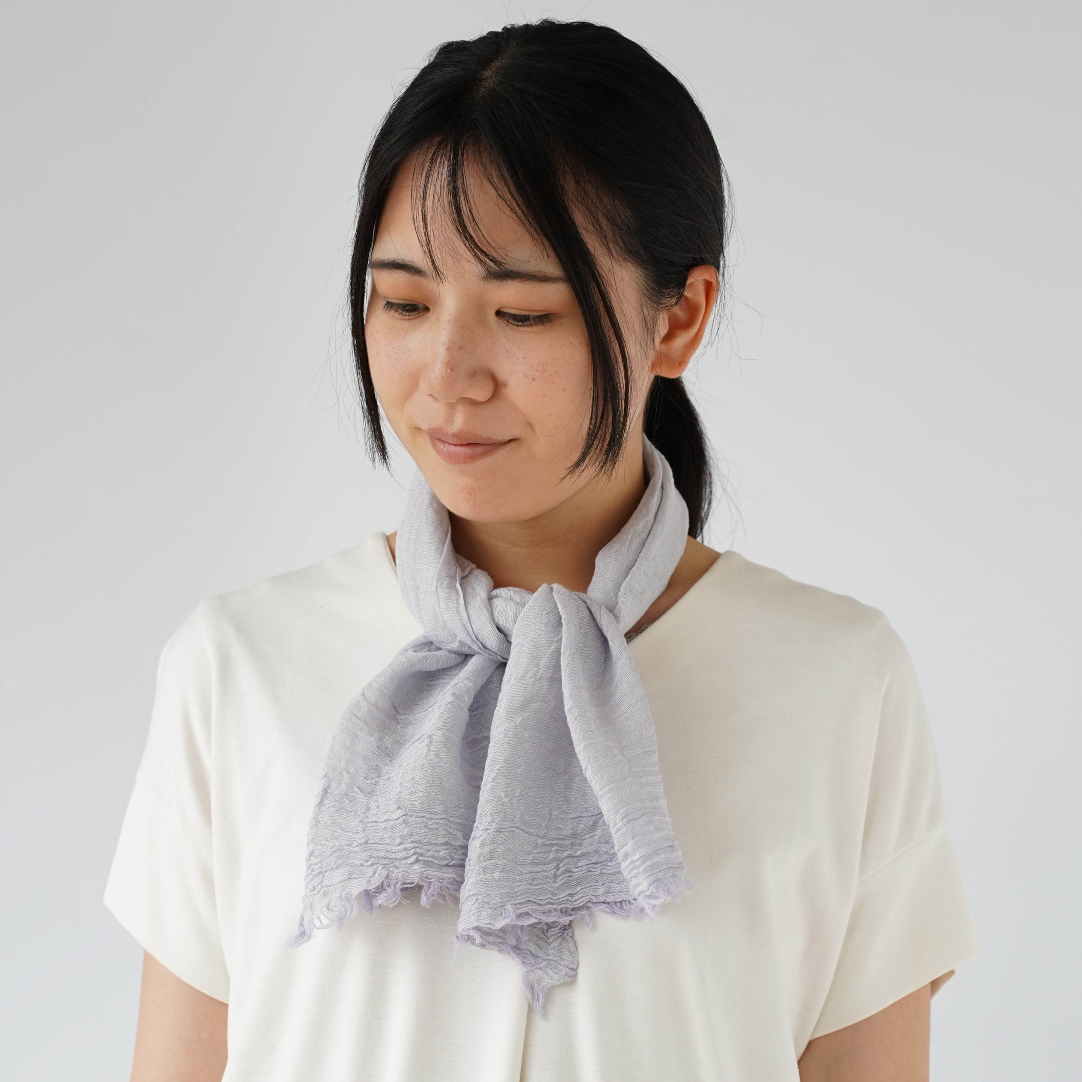 汗を吸って乾きやすい シルクと綿のコンパクトストール