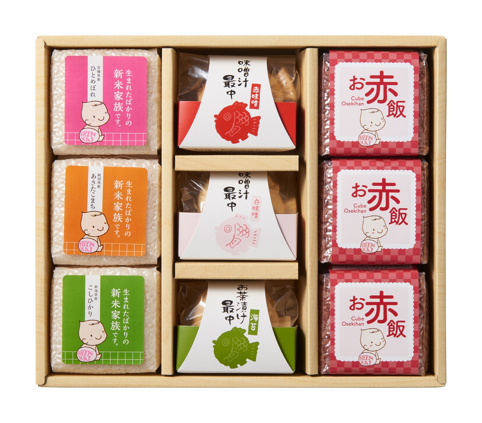 お米・お赤飯・お茶漬けもなか(3個入り)
