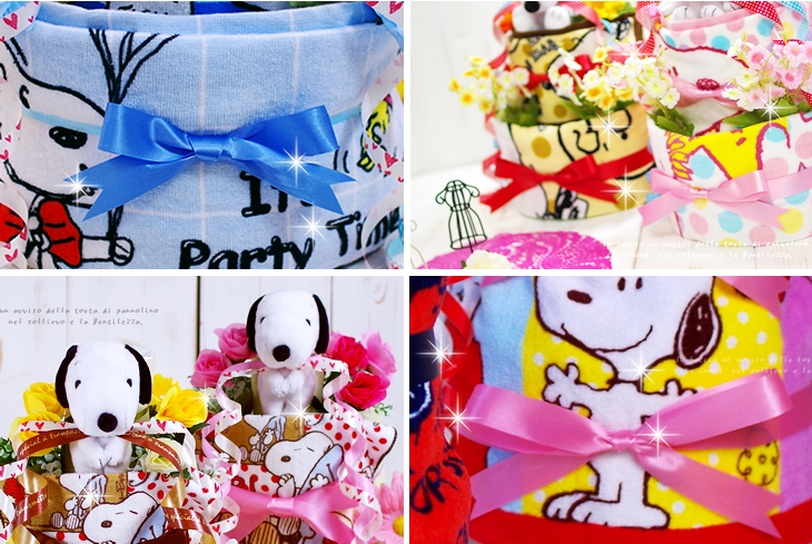 スヌーピーの3段おむつケーキ