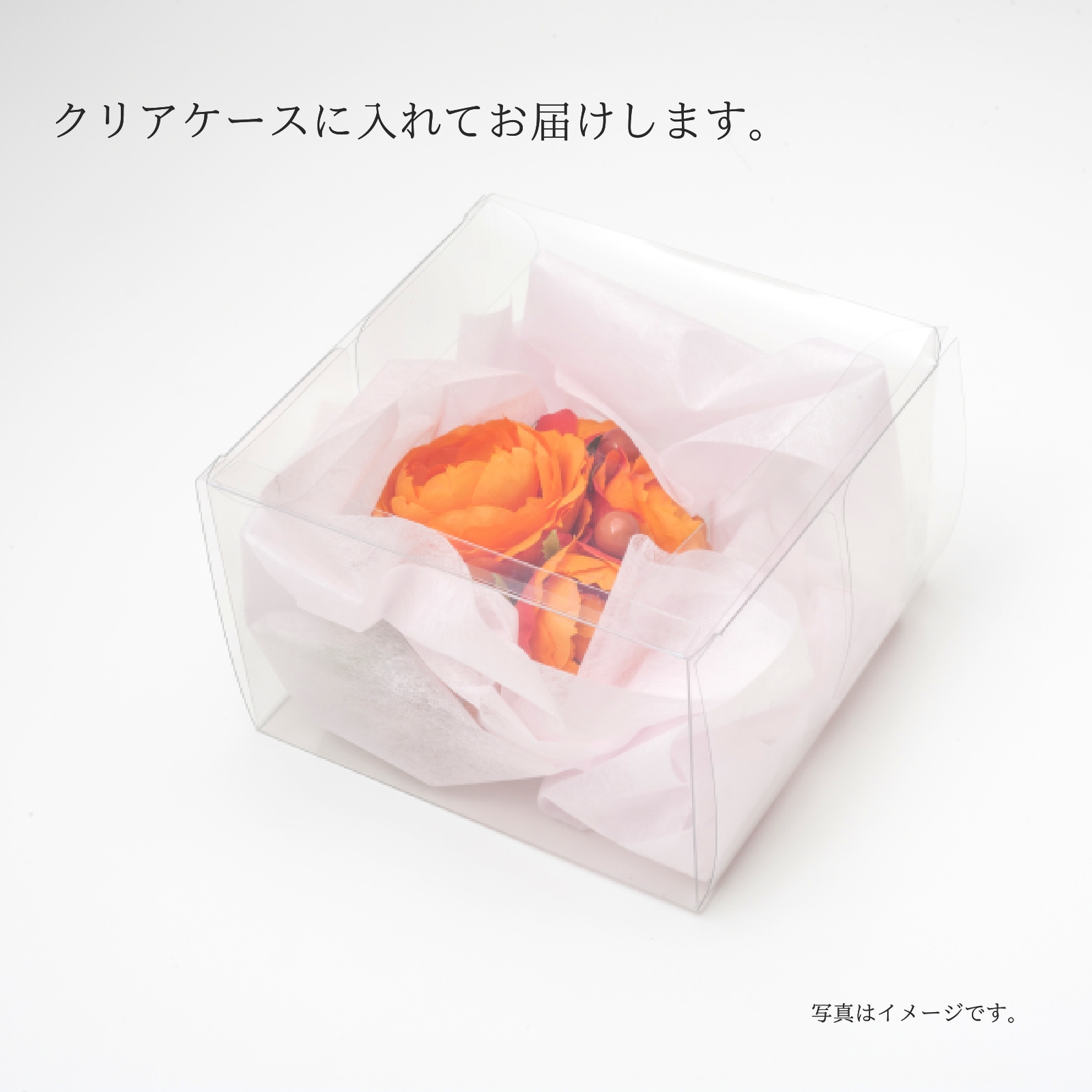 胡蝶蘭　ミモザ　コサージュ　クリアケース付き