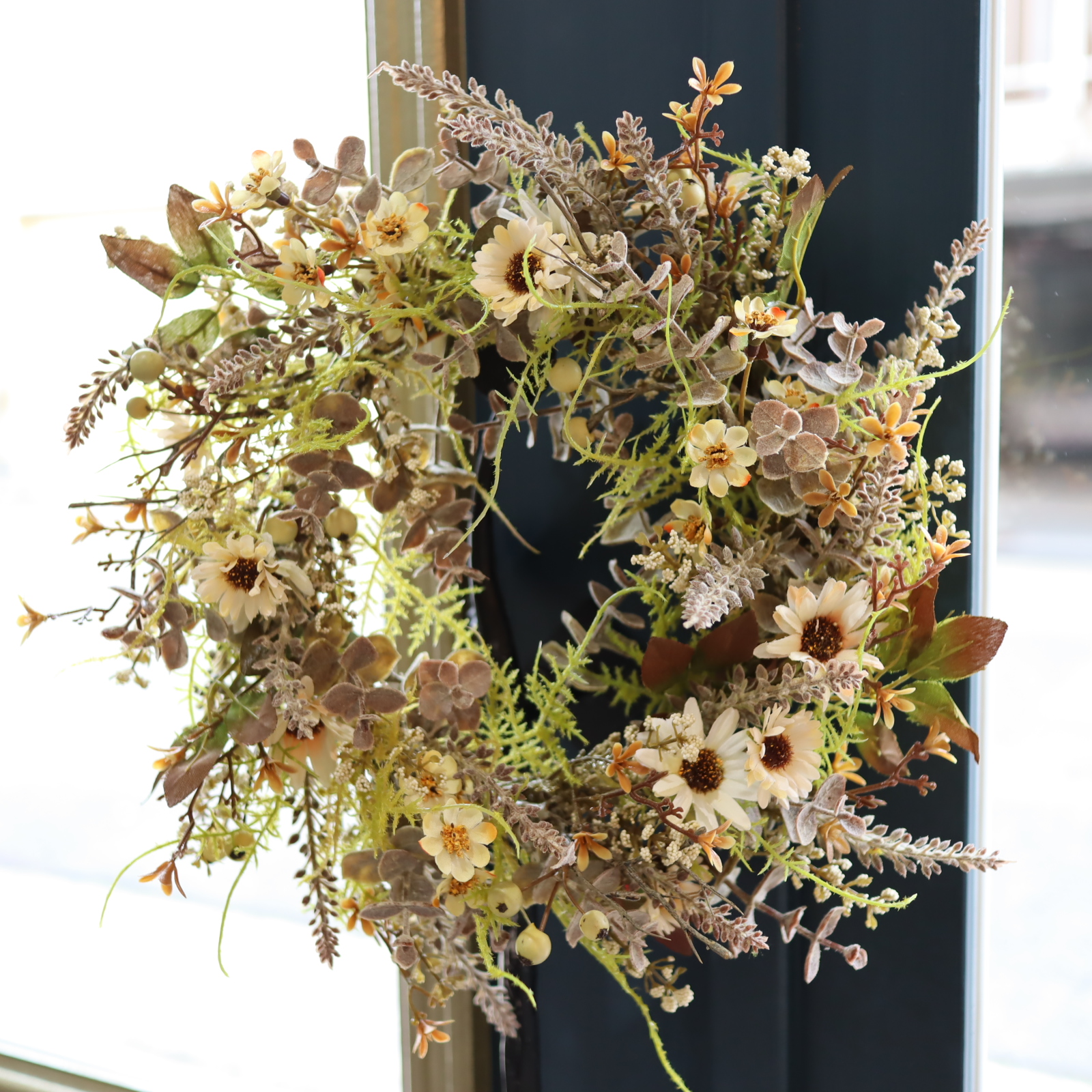 エレガントアンティーク　クラッシック　ハーフ　リース　ドライフラワー アンティークカラーのハーフリース ドライフラワー リース はなともり