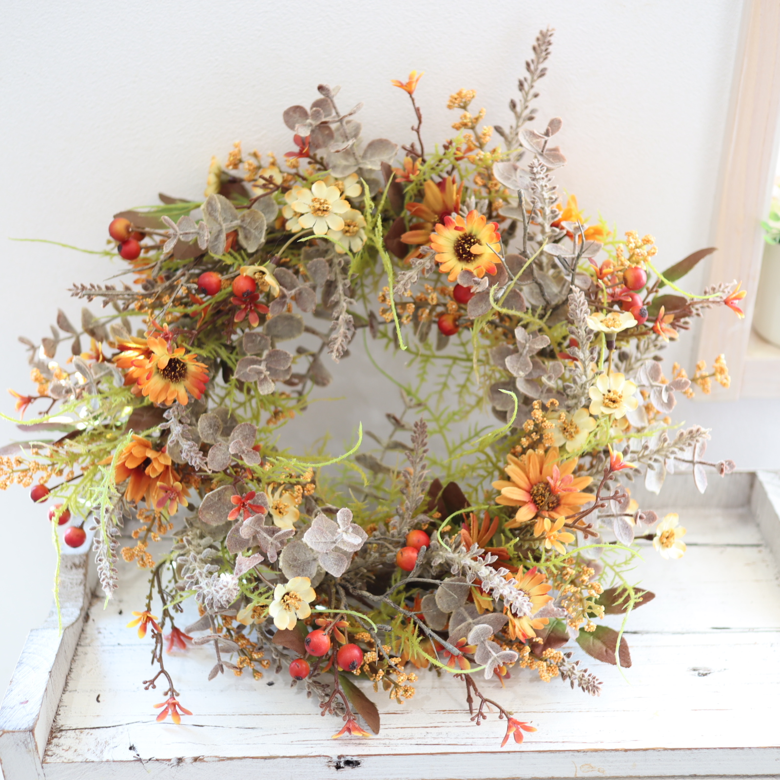 【おまとめ】オールドローズのハーフリース☘モーニングイエロー アンティークドライ風リース 2種 | アトリエ美鈴のプレゼント・ギフト