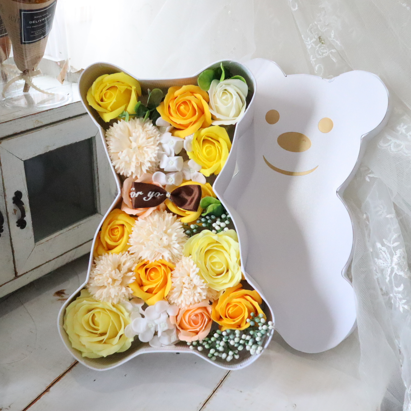 クマ型ボックス ソープフラワー　本州送料無料