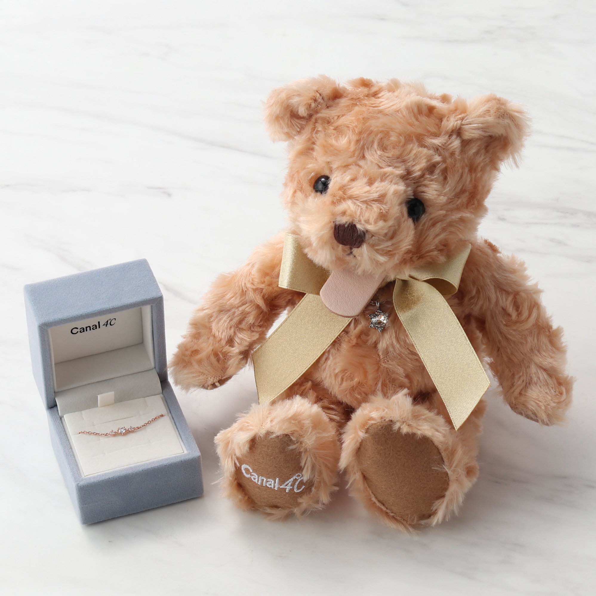 【名入れ刻印】オリジナルベア&シルバーブレスレットセット