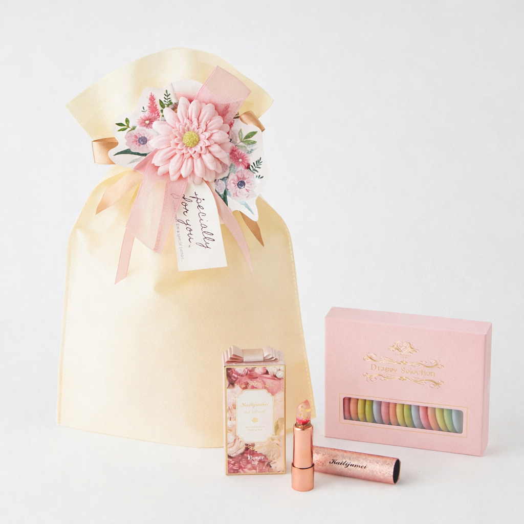 【ラッピング付き/刻印リップ】フラワーティントリップと選べるフランス産ドラジェのセット