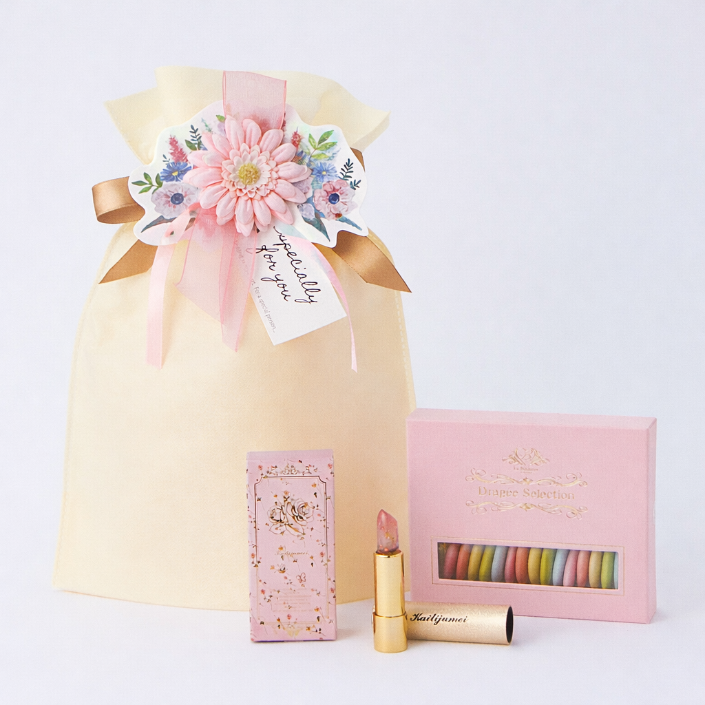 【ラッピング付き/刻印リップ】フラワーティントリップと選べるフランス産ドラジェのセット
