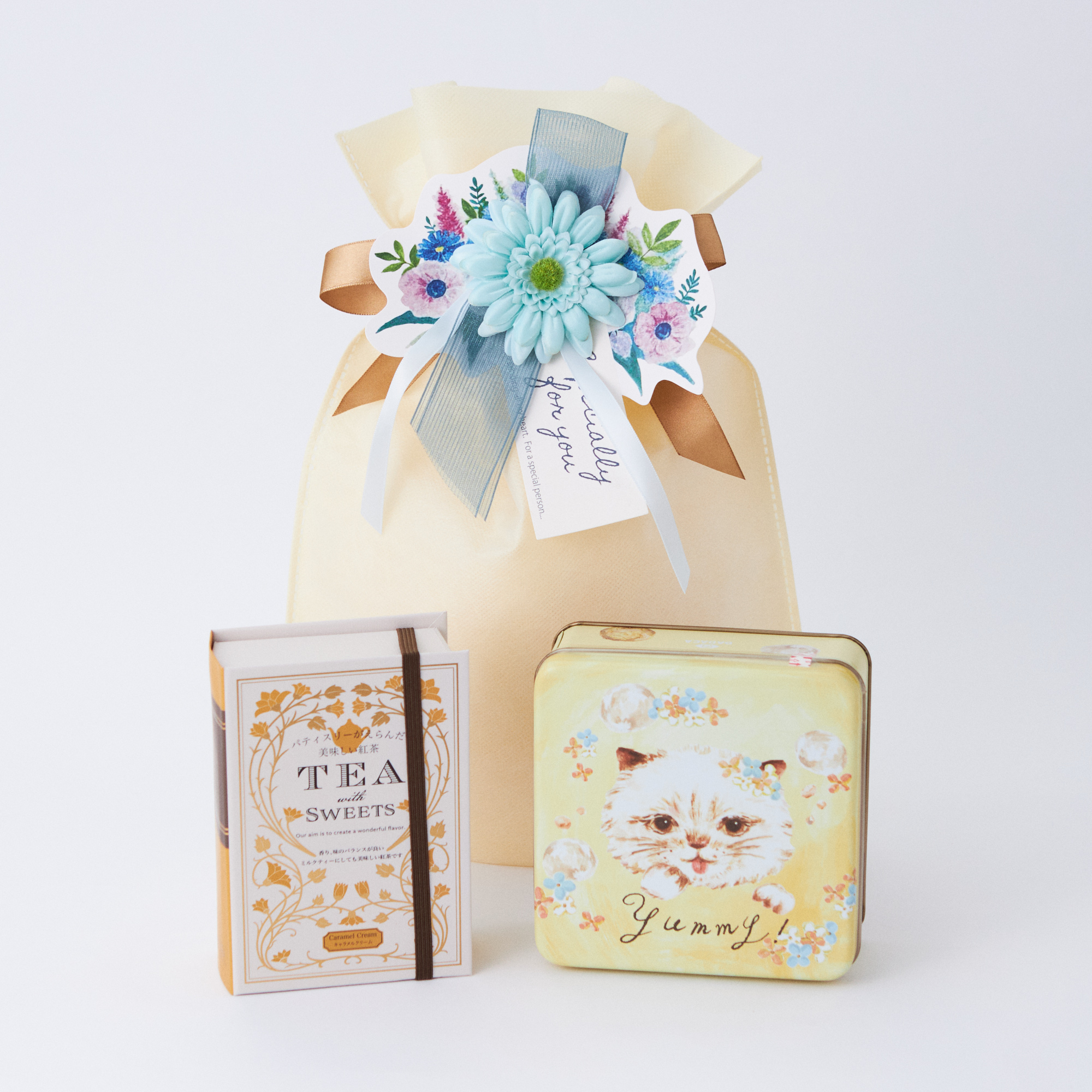 ラッピング付き/猫好きに贈る！】こねこのクッキー缶と選べる紅茶の