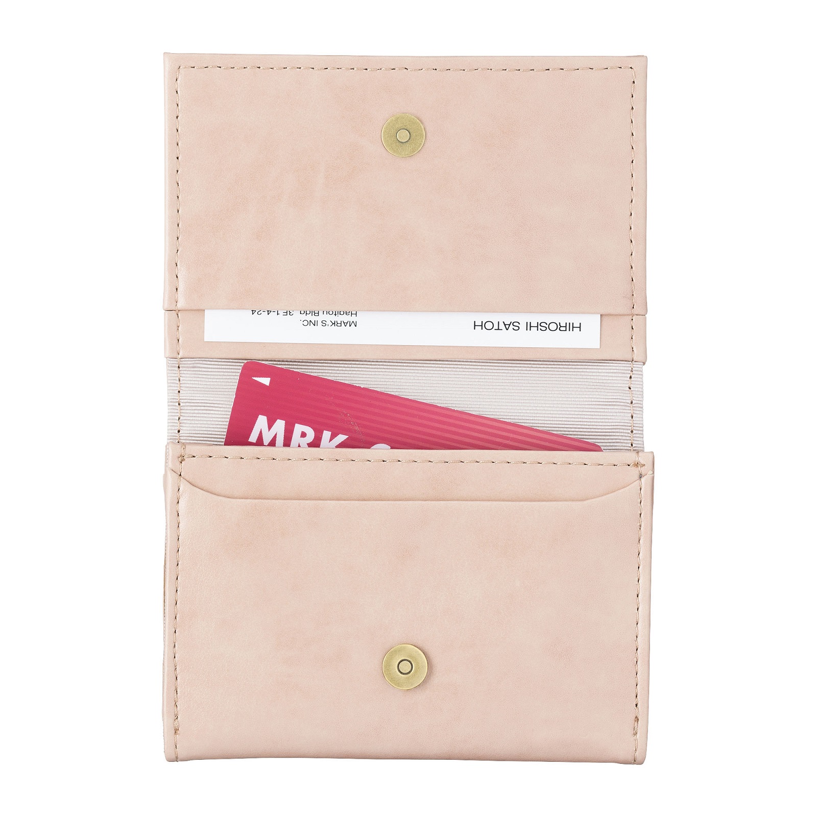 専用　　オレボレブラ♥️ぶたさんビジュビーズハンド刺繍ピンクベージュロング 墨田区産 ピッグレザー名刺入れ | Sai