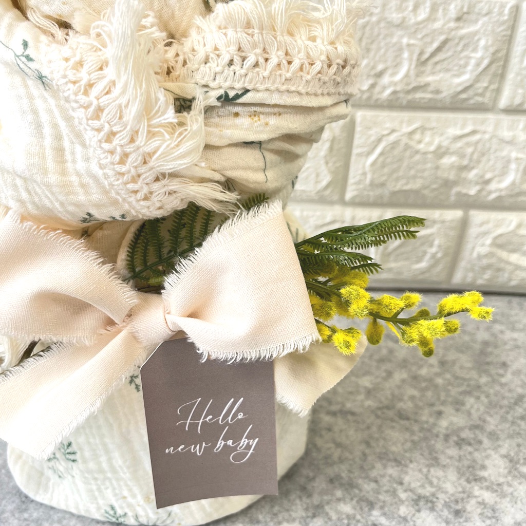 おむつケーキ4重ガーゼスワドル -Tsubomi-