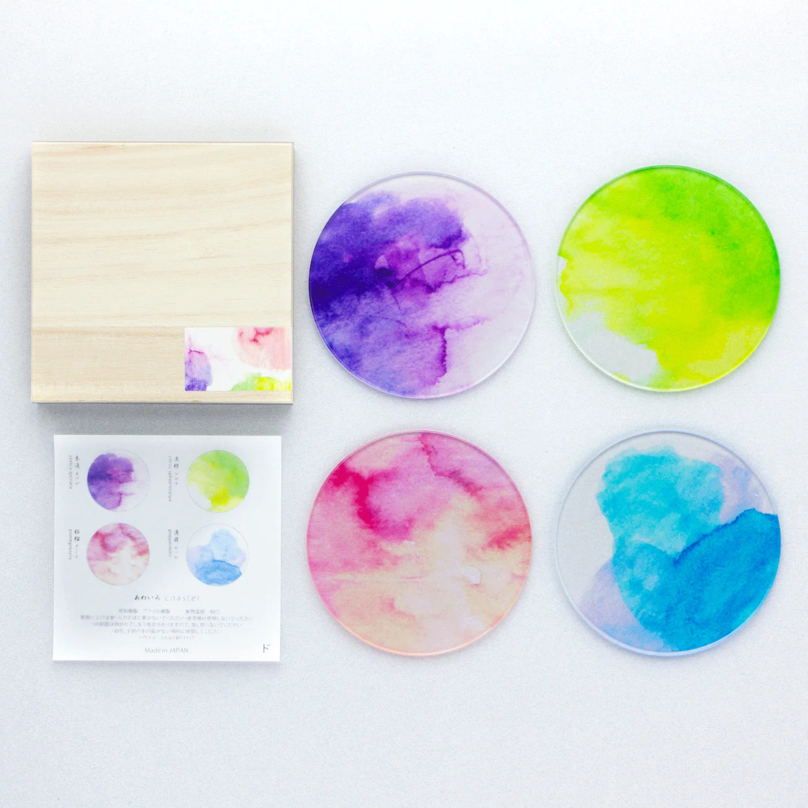あわいろ coaster ド 木箱入り4枚セット