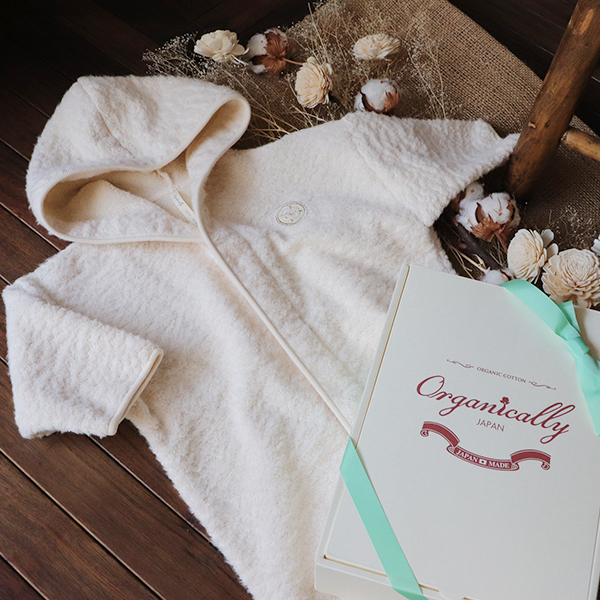 【名入れ対応】 ベビーバスローブ (オフホワイト）