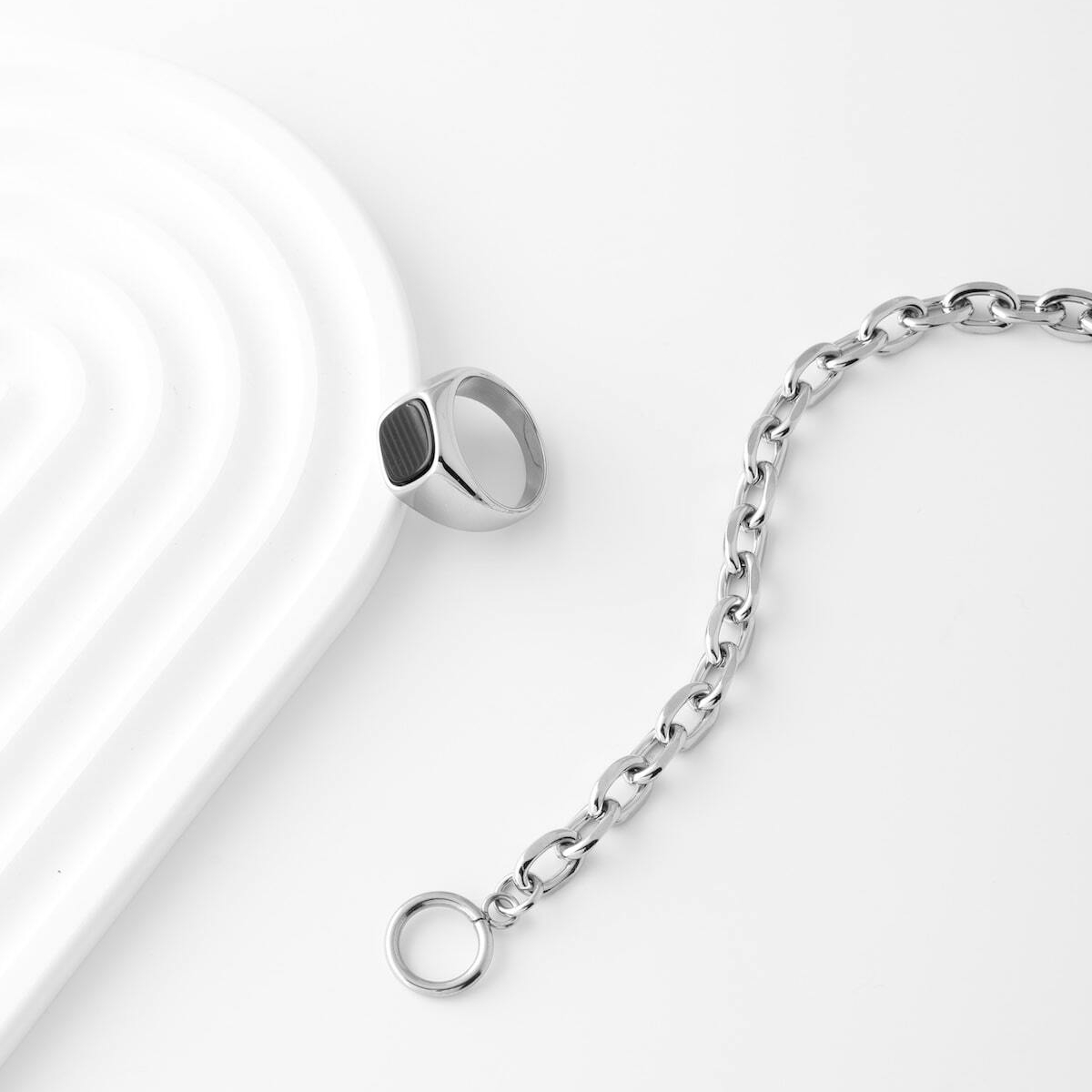 Cable chain bracele & Stone ring