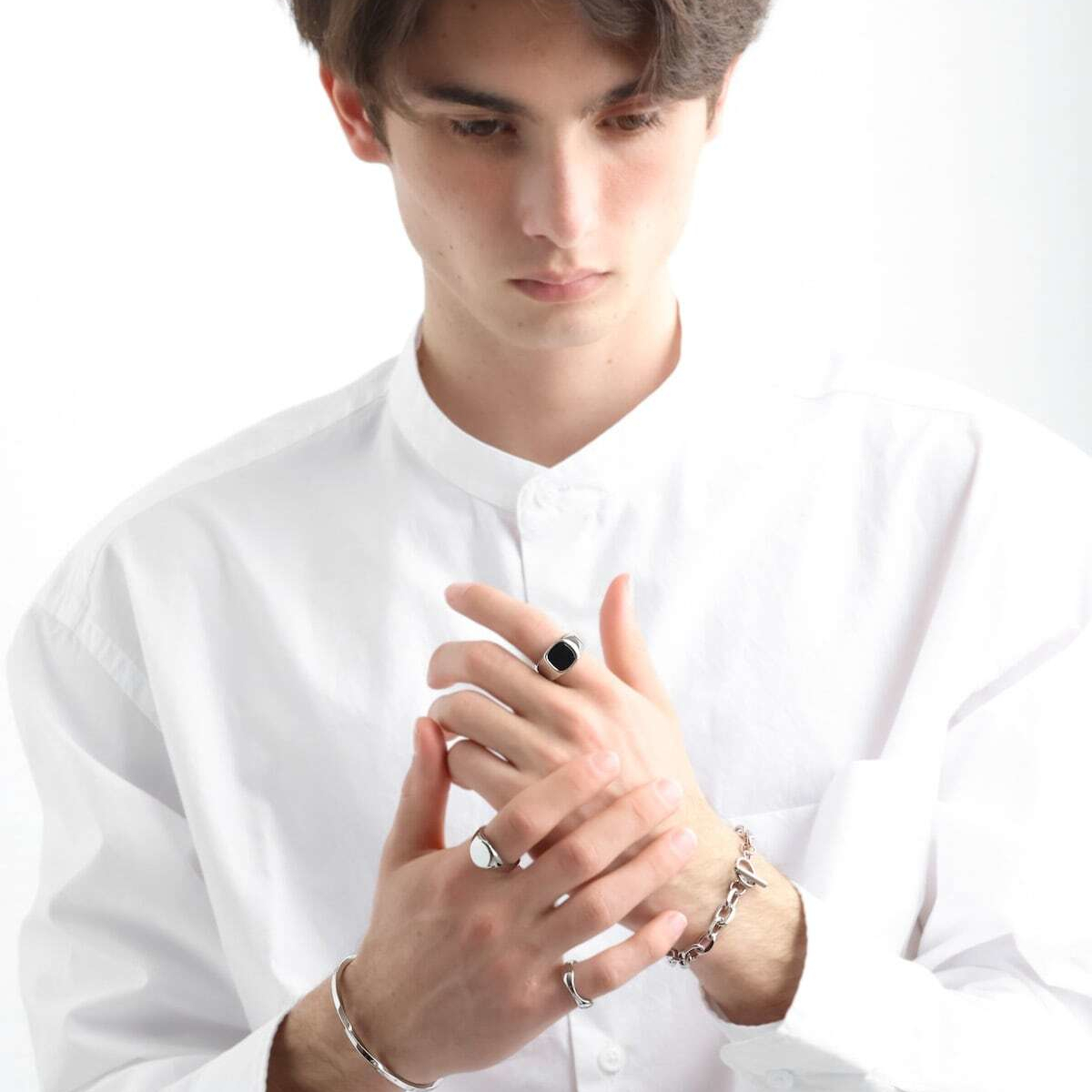 Cable chain bracele & Stone ring