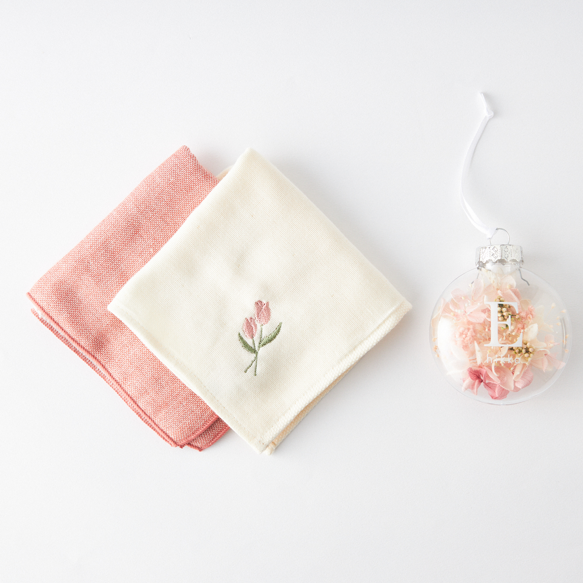 名入れ】今治タオル花刺繍&無地ハンカチ・イニシャルグローブ