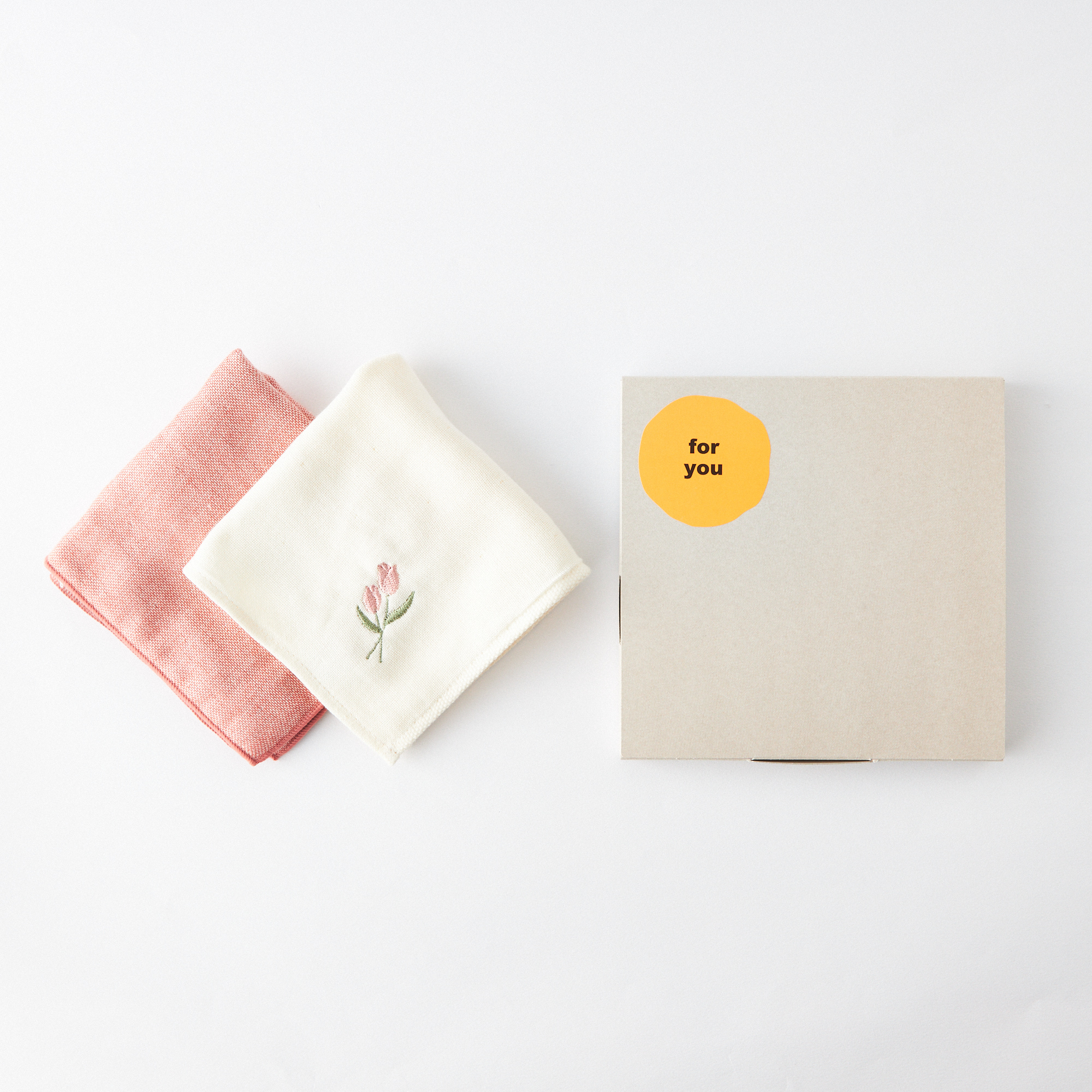 名入れ】今治タオル花刺繍&無地ハンカチ・GODIVAラングドシャクッキー