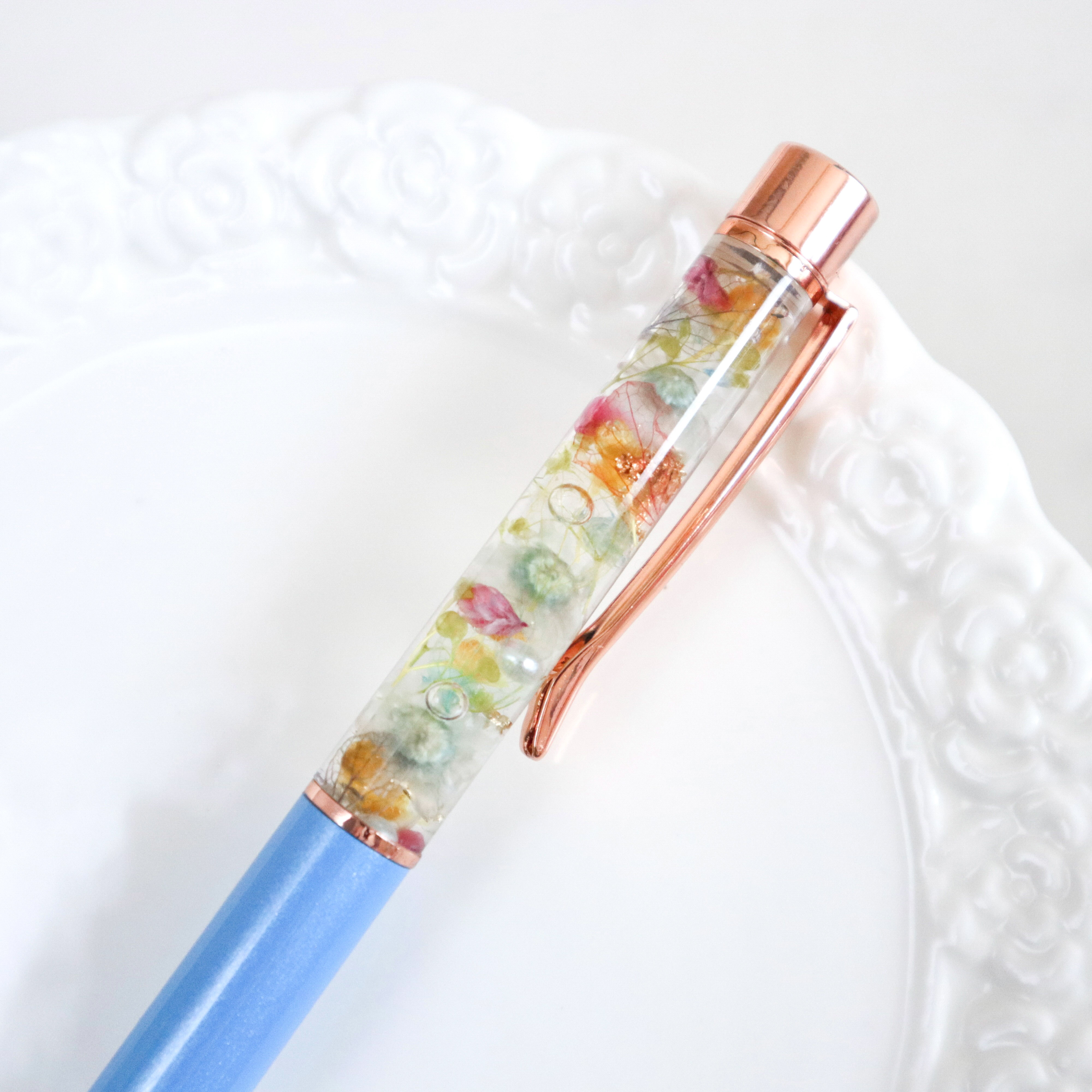 【名入れ】今治タオル花刺繍&無地ハンカチ・ハーバリウムボールペンセット