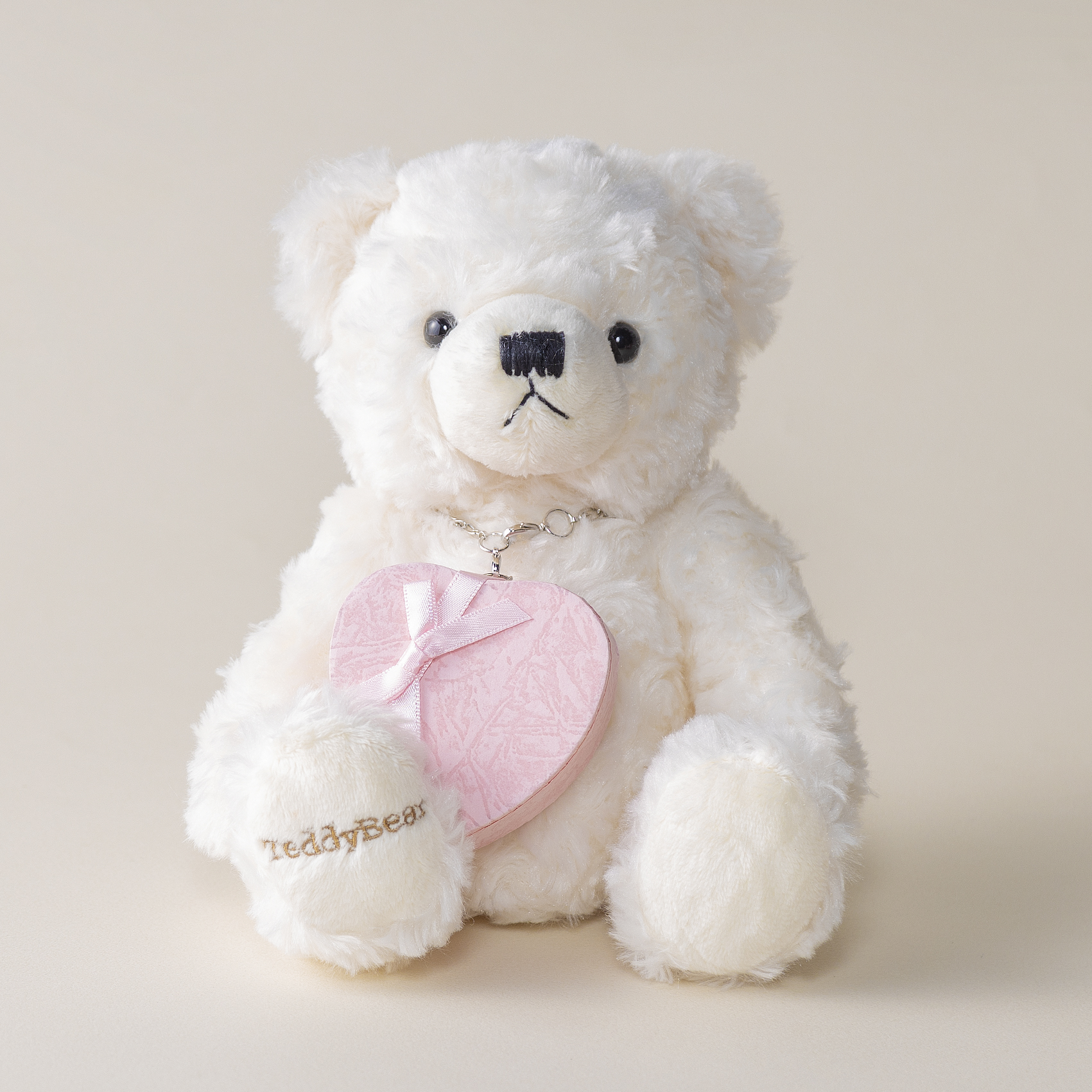 【ピンクゴールドネックレス】テディベア&誕生石オープンハート