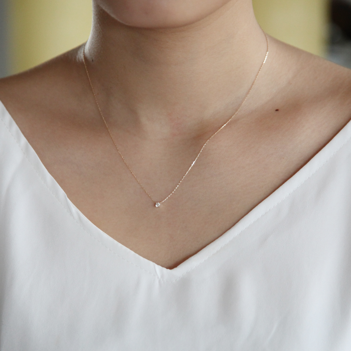 【一粒ダイヤモンド】K10イエローゴールド ネックレス 