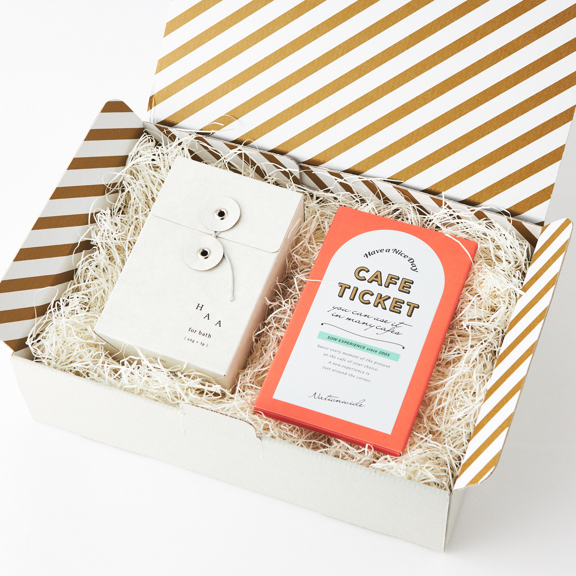 【ボックス付き】カフェチケット（全国版） & 入浴剤セット
