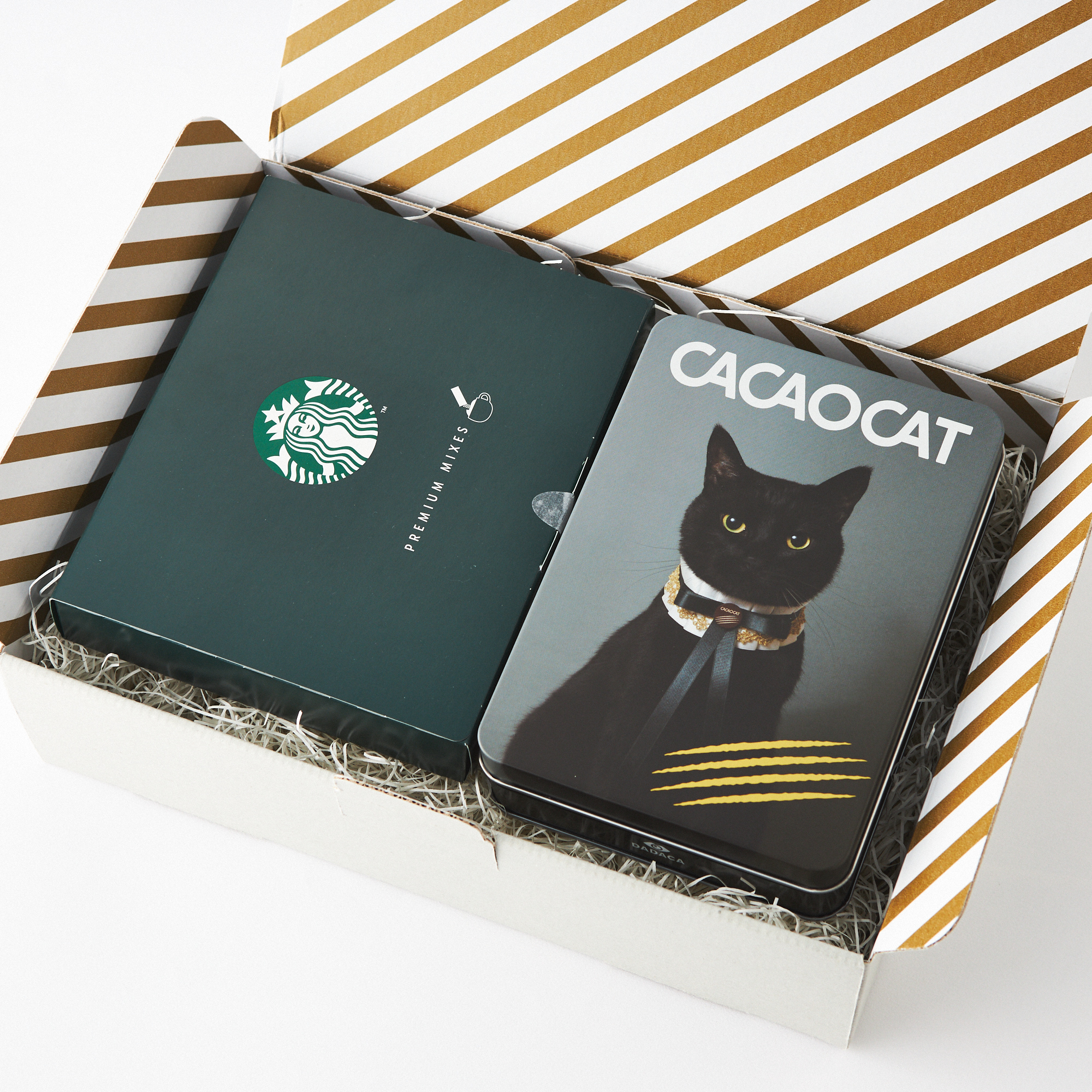 【ボックス付き】CACAOCAT缶 & スターバックスプレミアムミックスギフトセット