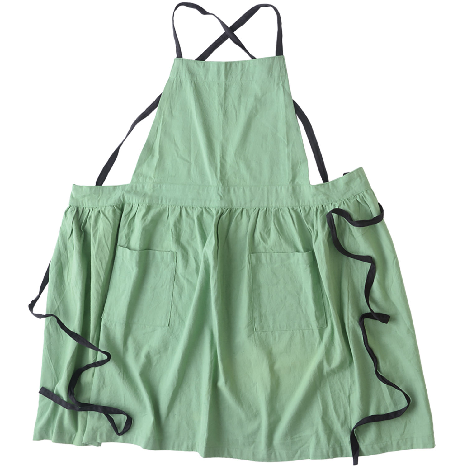 コットンリネンのギャザーエプロン