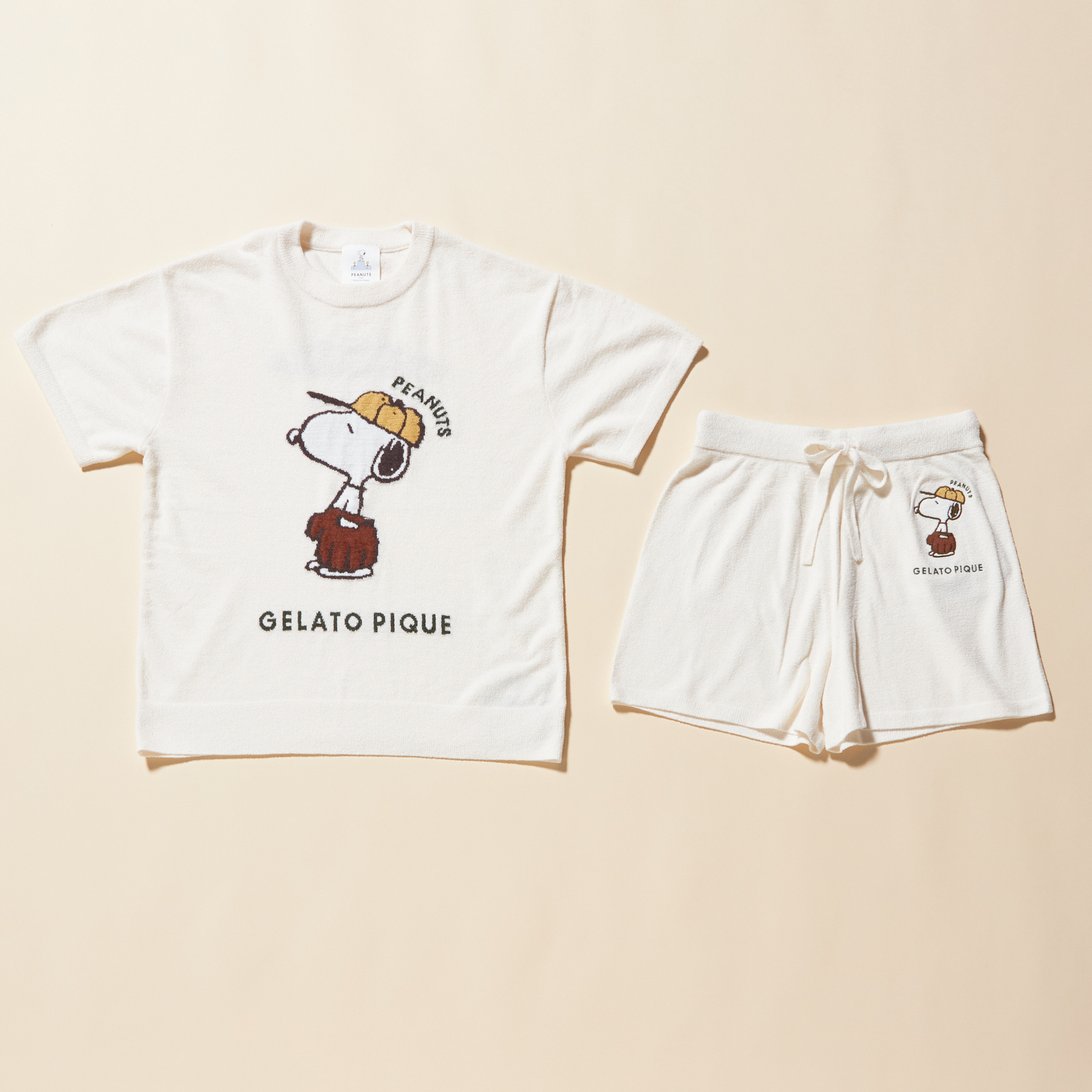 【WOMEN】【PEANUTS】スヌーピーJQDプルオーバー&ショートパンツ
