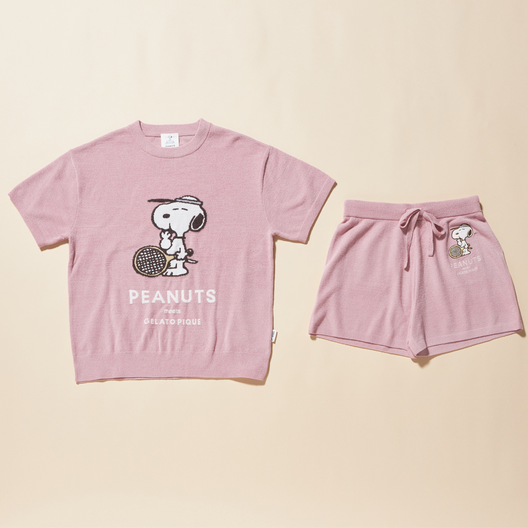 【WOMEN】【PEANUTS】スヌーピーJQDプルオーバー&ショートパンツ