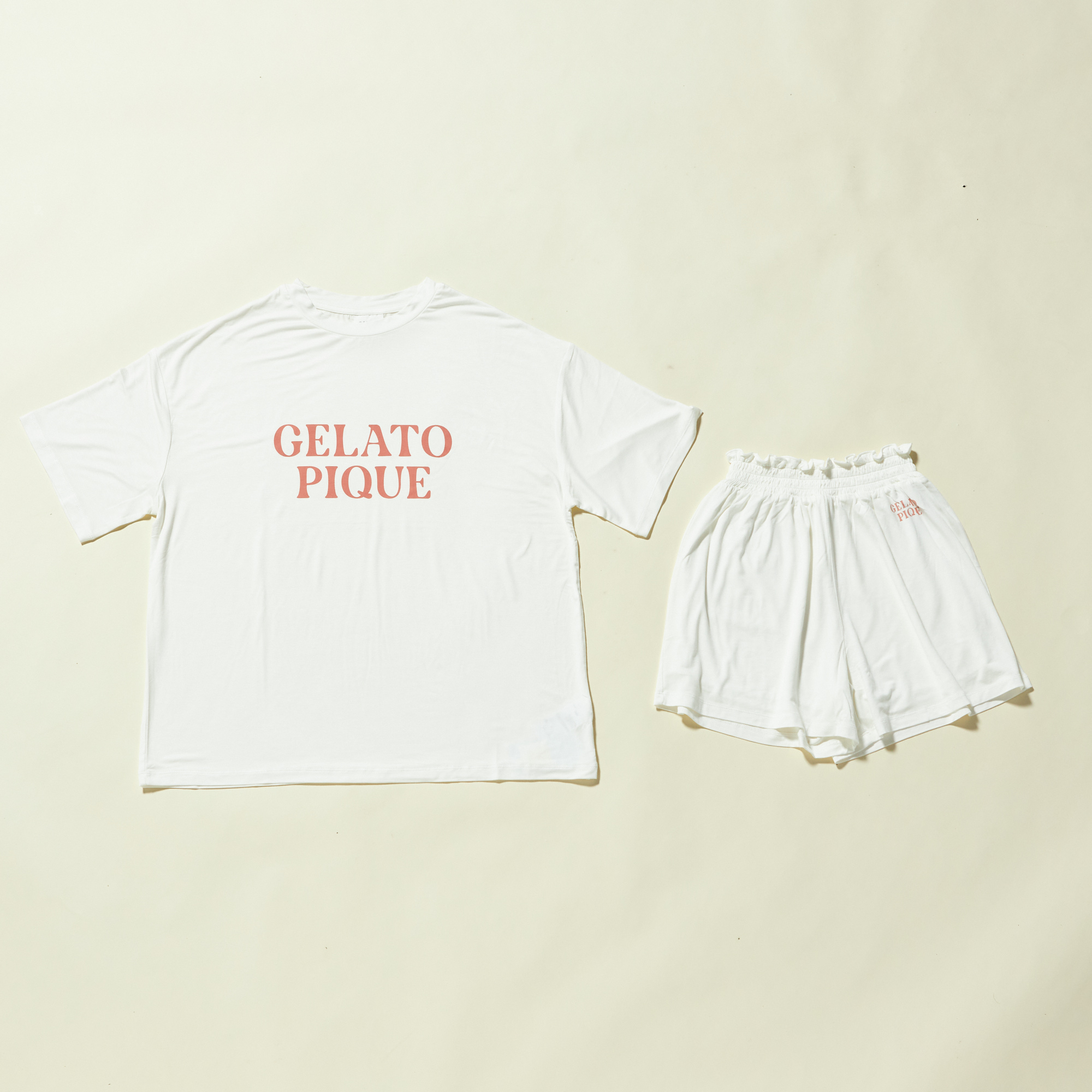 【WOMEN】カラフルレーヨンロゴTシャツ＆ショートパンツセット｜接触冷感