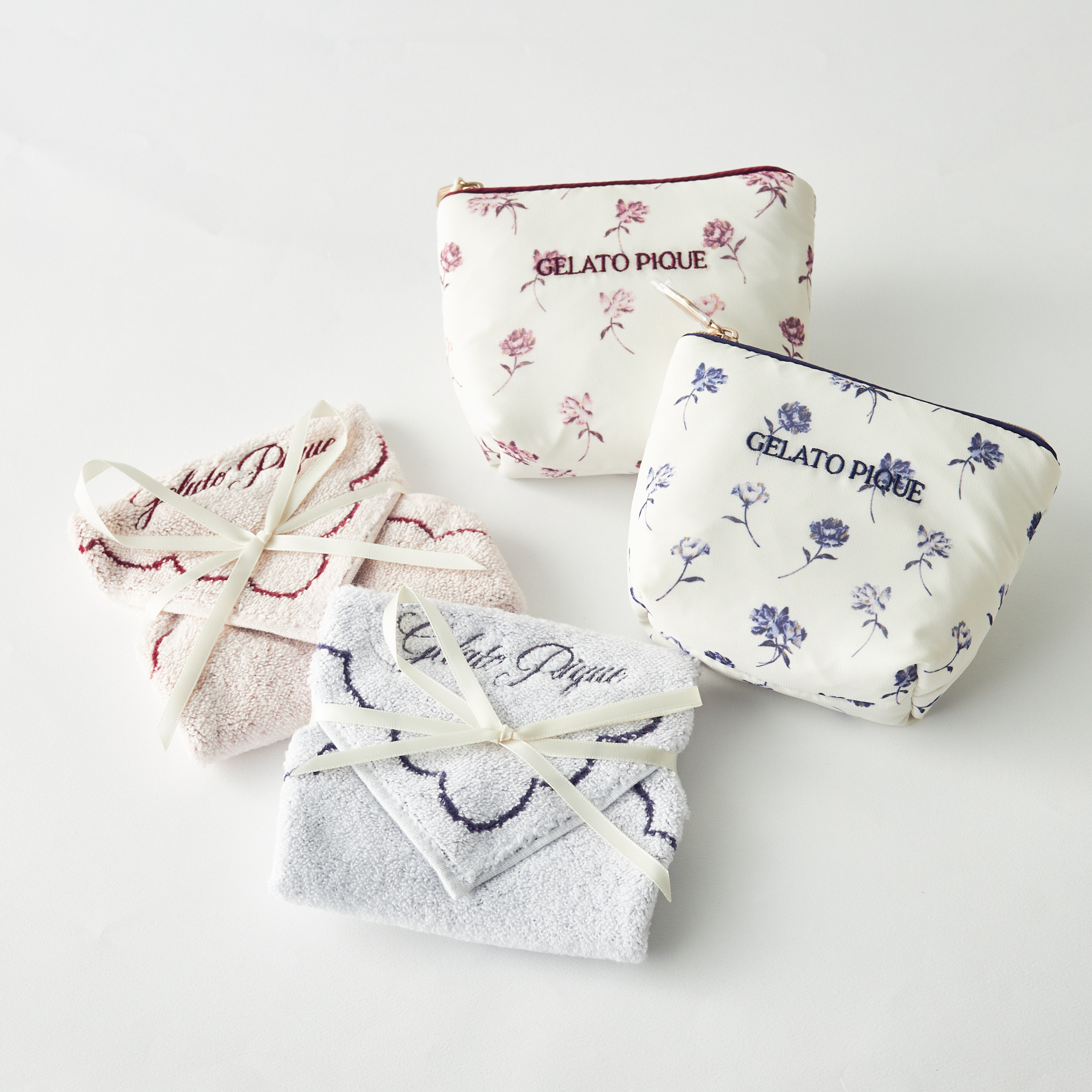 【WOMEN】ローズ柄ティッシュポーチ&ハンドタオル