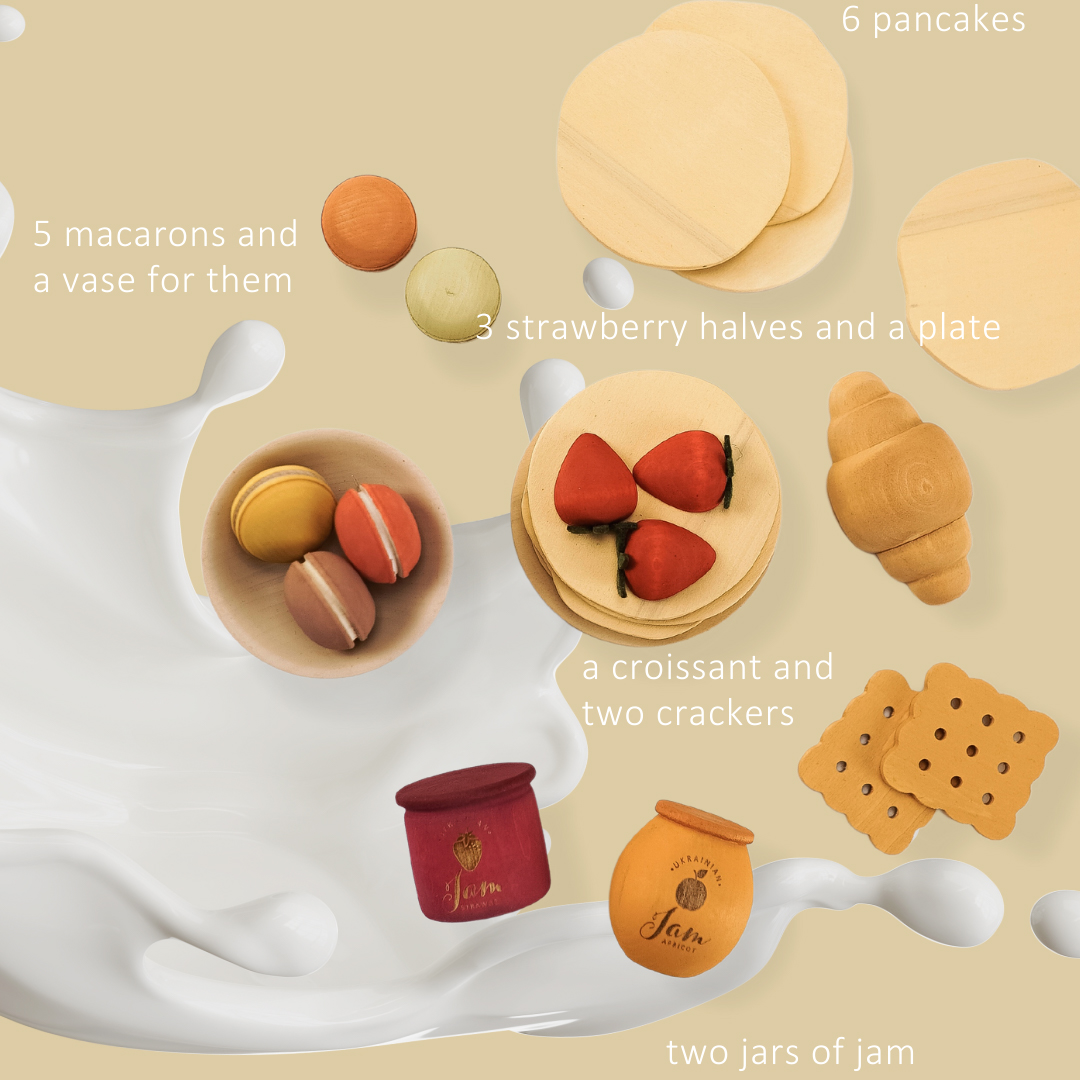 WOODEN PLAY FOOD SET / DESSERTS