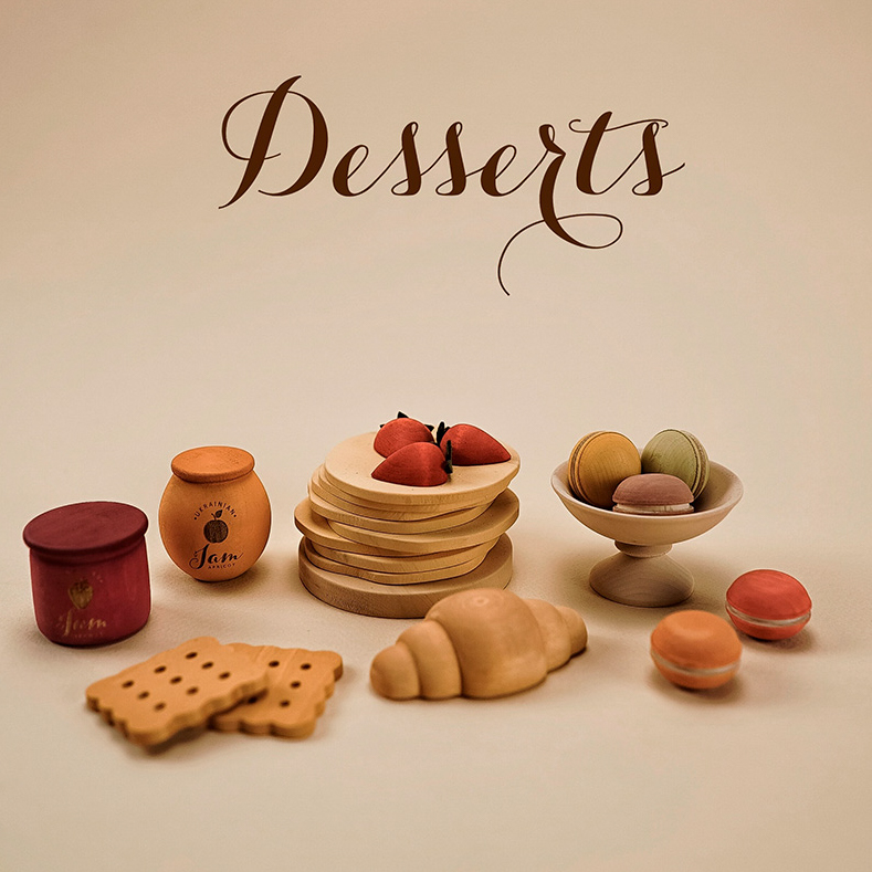WOODEN PLAY FOOD SET / DESSERTS