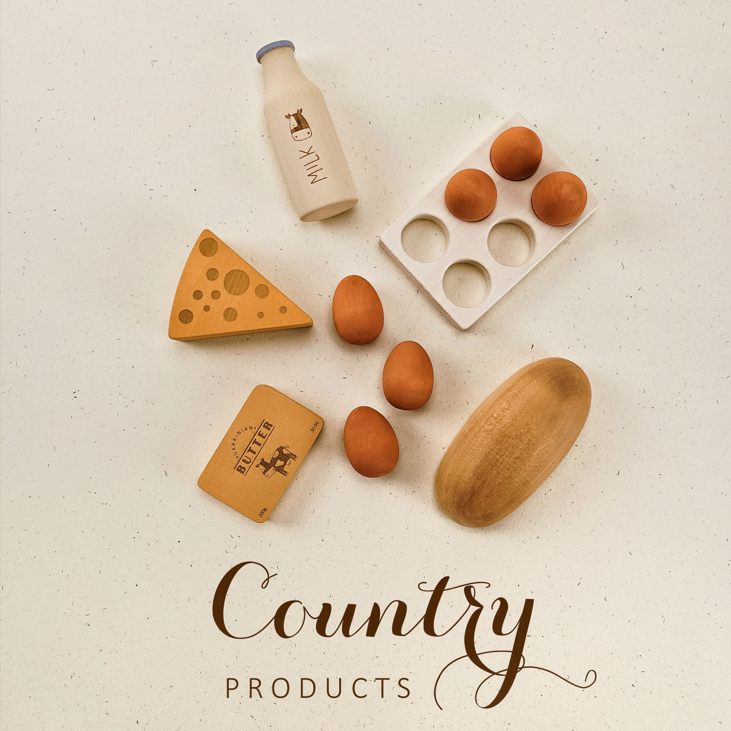 WOODEN PLAY FOOD SET / COUNTRY PRODUCTS