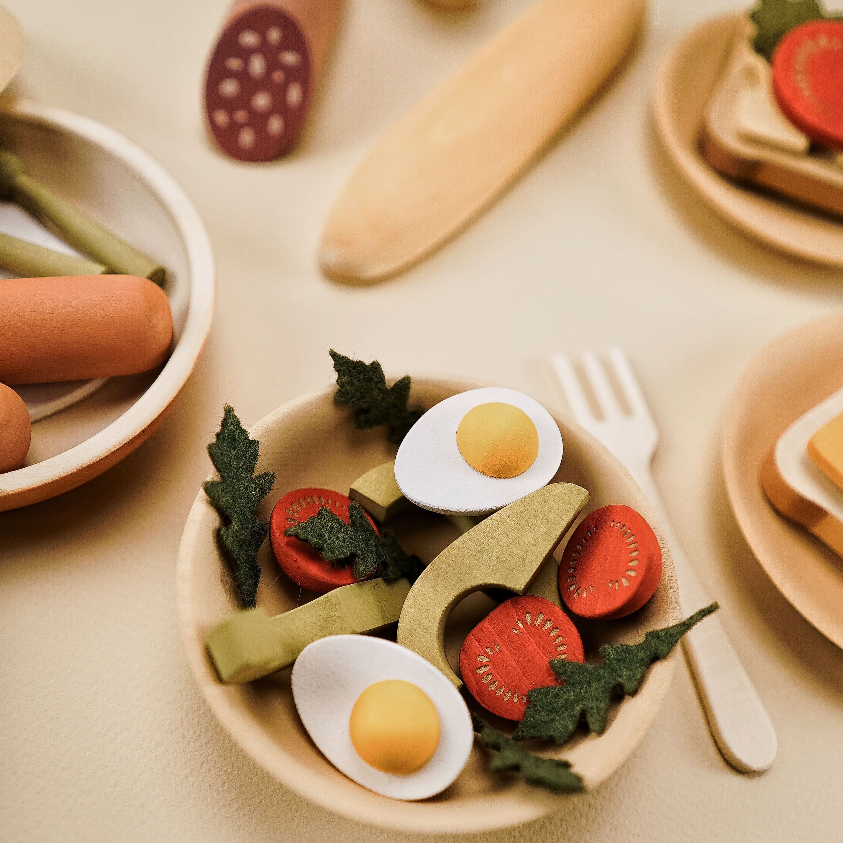 WOODEN PLAY FOOD SET / BREAKFAST